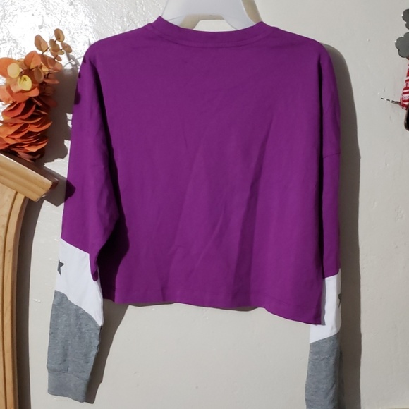 CONVERSE  WOMEN'S CROPPED LONG SLEEVE PURPLE SMALL - Picture 6 of 8